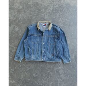 90s Tommy Hilfiger Denim Corduroy Collar Light Wash Jacket